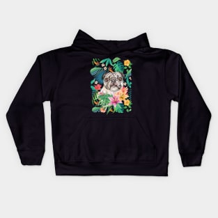 Tropical Pug 6 Kids Hoodie